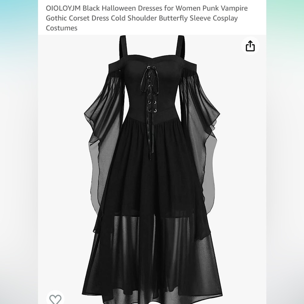 Black Halloween Dress Gothic Corset Dress Cold Shoulder Butterfly Sleeve